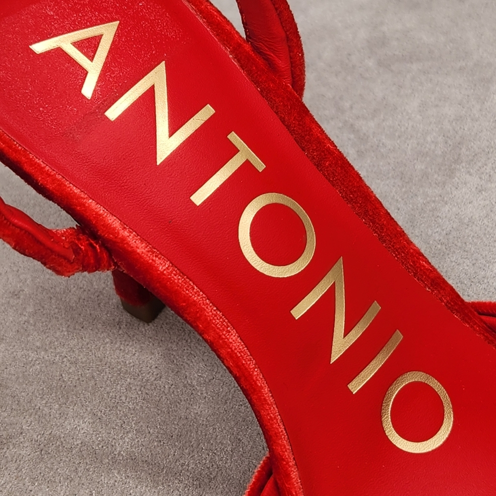 Antonio Melani Slingback Pumps 6 Red Scarlet Velvet Gentry Bow Pointy New $110 - Picture 13 of 15